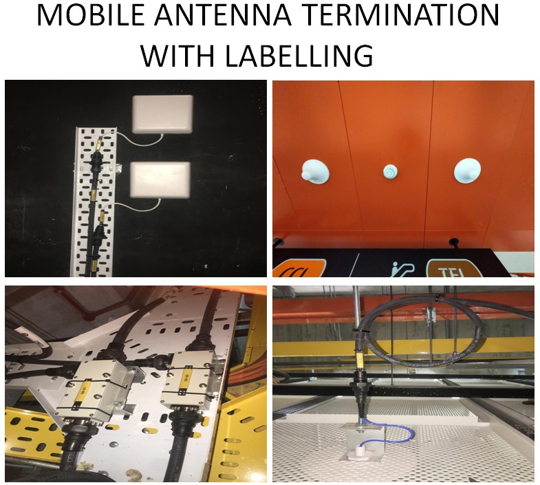 Mobile antenna termination with labelling