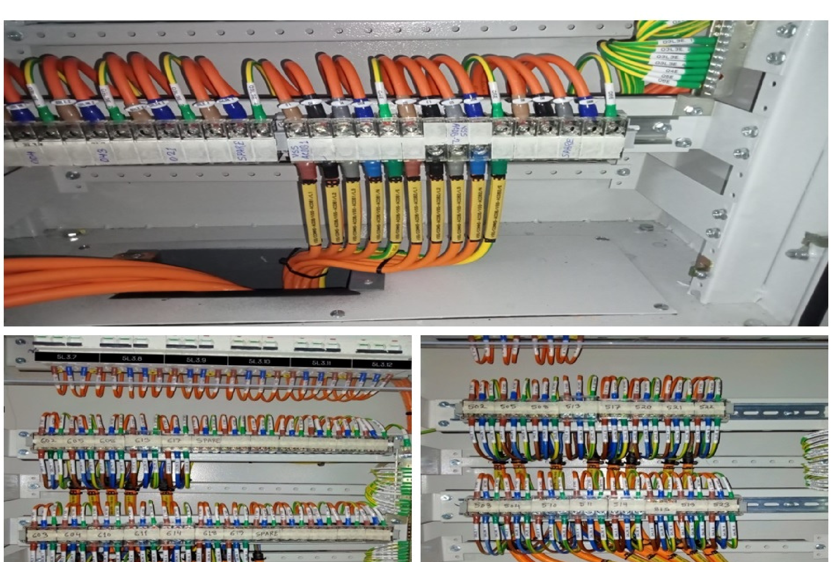 PA cabinet termination with labelling